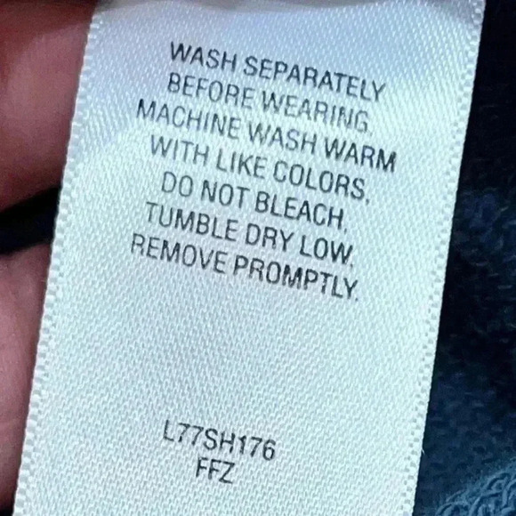 Cabellas blue snap front jacket with snap pockets and suede waist cincing belt - Picture 8 of 12